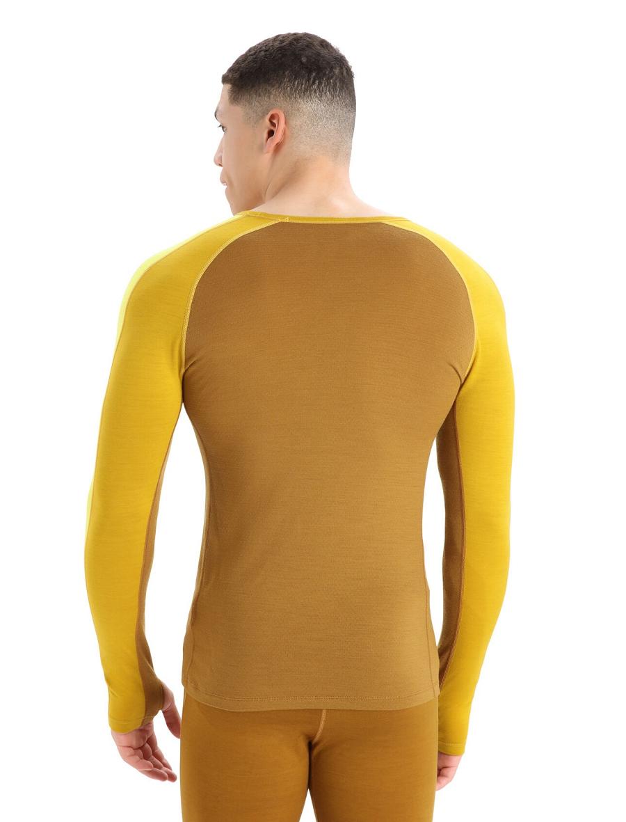 Icebreaker 200 ZoneKnit™ Merino Long Sleeve Crewe Férfi Base Layers Arany | HU 1326HAPK